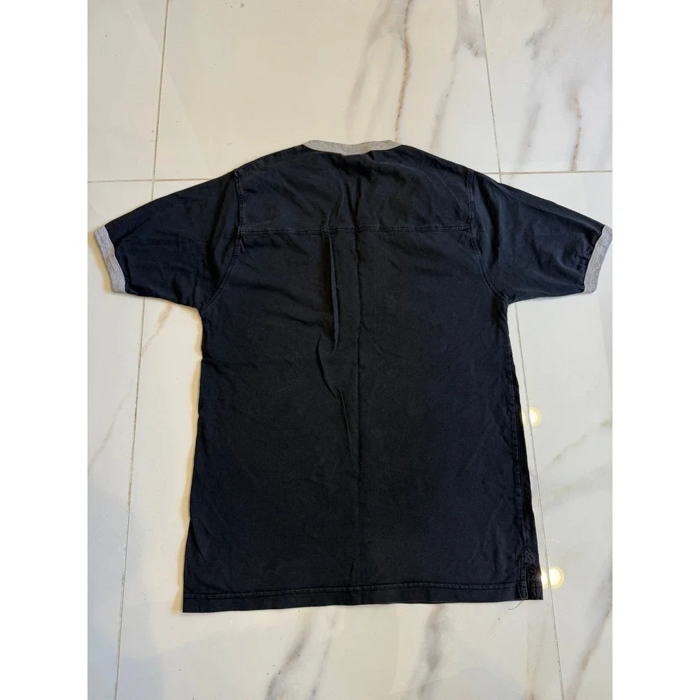 James Jordan 54th‎ Apparel Mens V-Neck Ringer T-Shirt Black Grey Large